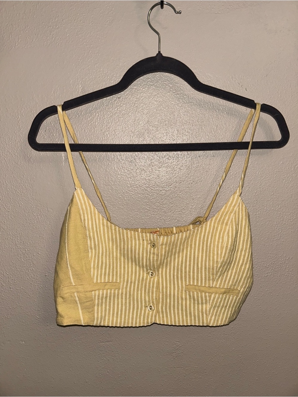Free People Yellow Striped Crop Cami Top